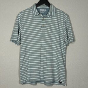 Faherty 100% Cotton Isle Polo in Blue and Cream Striped - Size Medium
